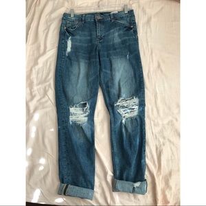 High waisted distressed loose jeans H&M
